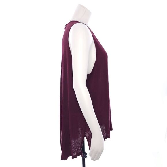 Free People We The Free Union Henley Raw Hem High Low Sleeveless Shirt Size XS - Picture 4 of 9